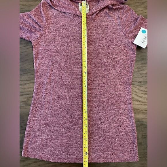 Vocal Lightweight Heathered Plum Long Sleeve Hooded Top with Small Studs - Picture 9 of 10